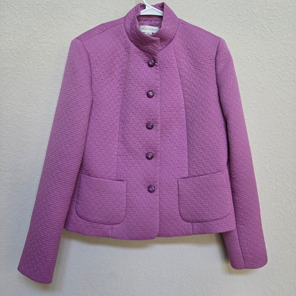 Casual Corner Blazer Womens 8 Medium Purple Lavender Statement Office  Classic